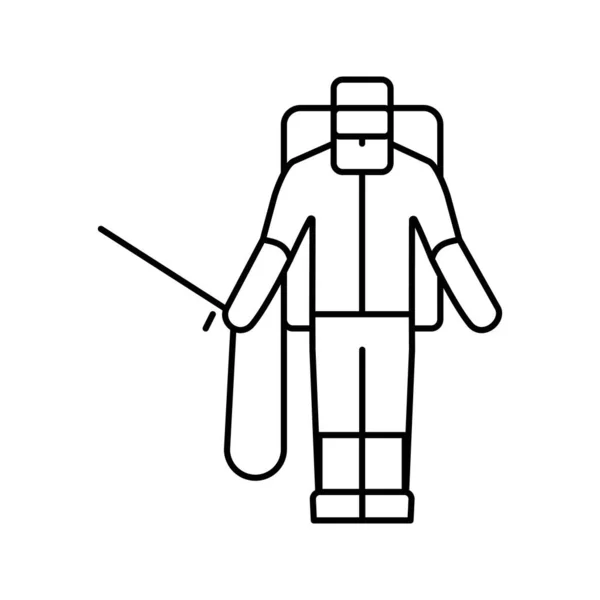 Sproeier man lijn pictogram vector illustratie — Stockvector