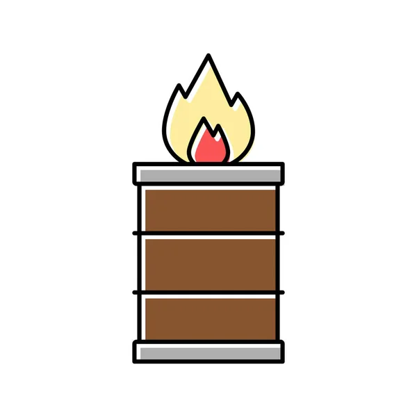 Brinnande eld i fat färg ikon vektor illustration — Stock vektor