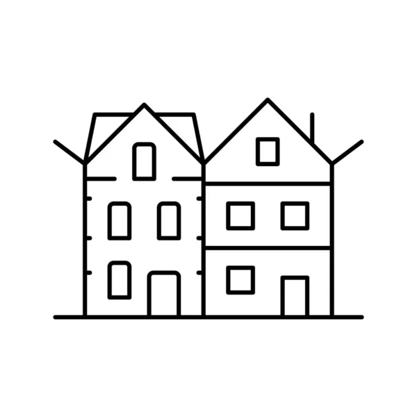 Townhome huis lijn pictogram vector illustratie — Stockvector