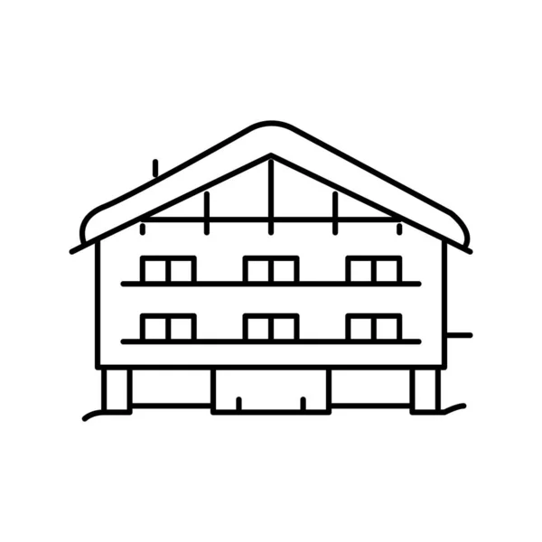 Chalet Haus Linie Symbol Vektor Illustration — Stockvektor