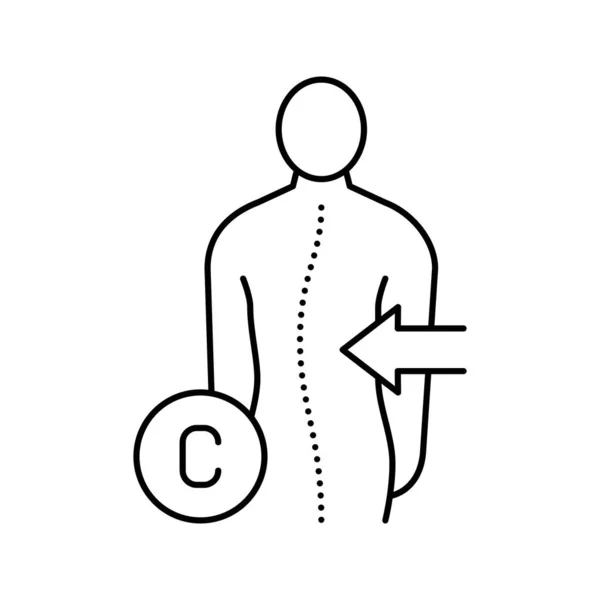 C-kształt skoliozy linii ikony wektor ilustracji — Wektor stockowy