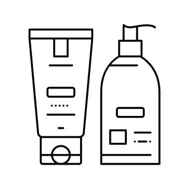 El kremi ve losyon ambalaj çizgisi vektör çizimi