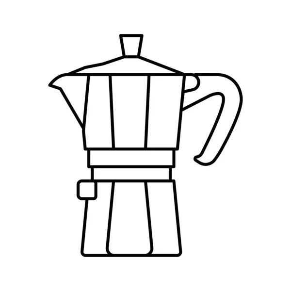 Mocha pot kávový nástroj řádek ikona vektorové ilustrace — Stockový vektor