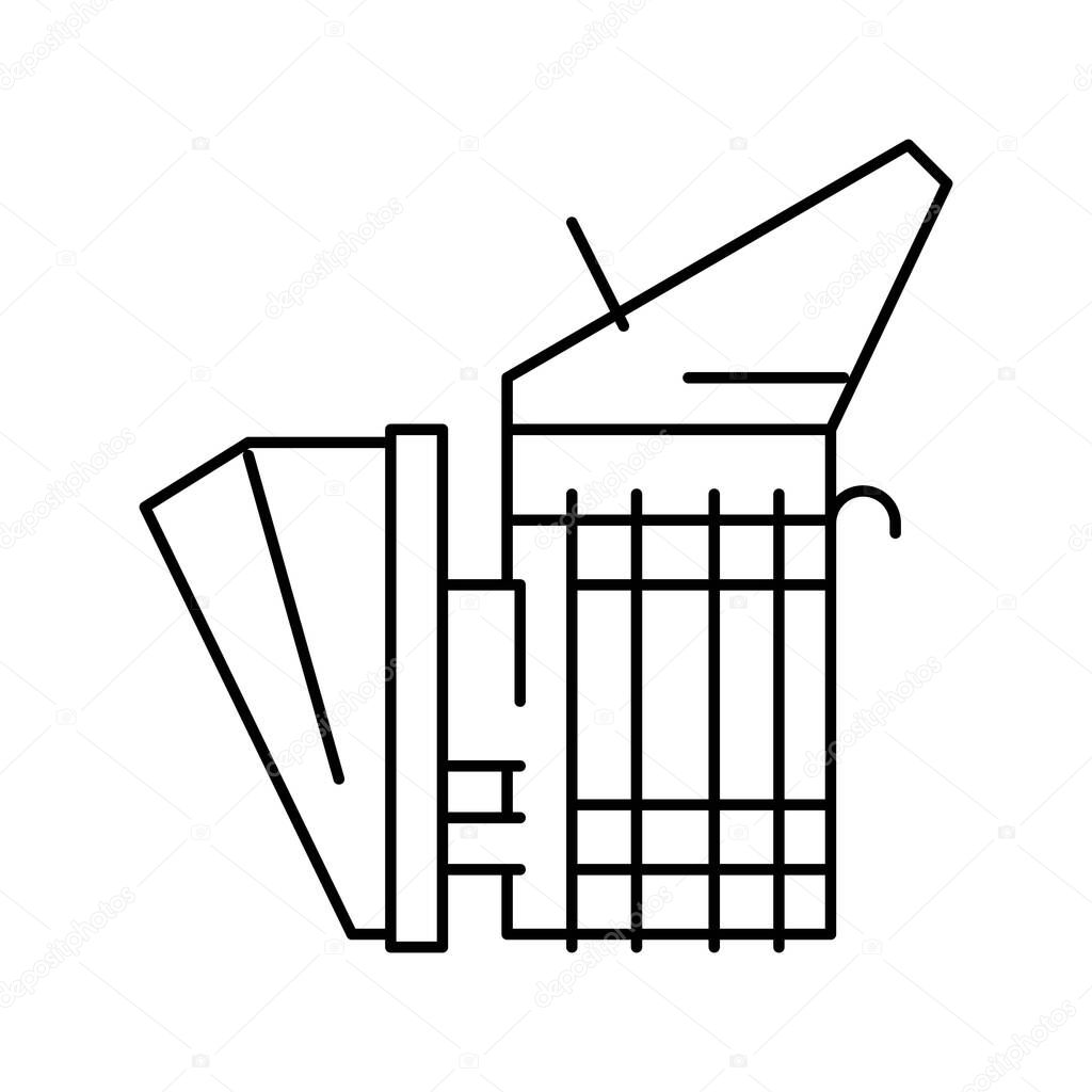 smoker beekeeping line icon vector illustration