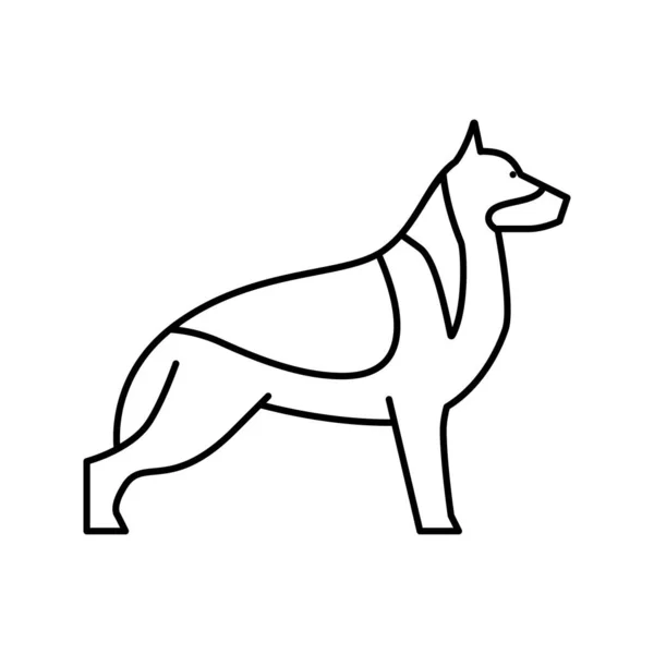 ドイツの羊飼いの犬の線のアイコンのベクトル図 — ストックベクタ
