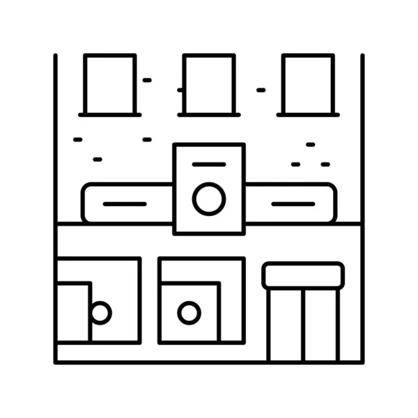 Wasserette gebouw lijn pictogram vector illustratie — Stockvector