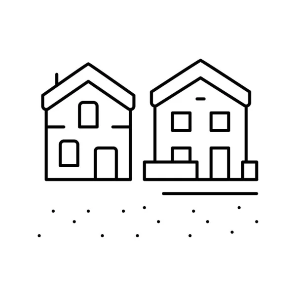 Ilustração residencial do vetor do ícone da linha fixa da zona — Vetor de Stock