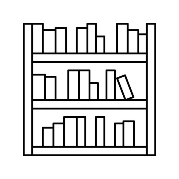 Bibliotheek plank met boeken lijn pictogram vector illustratie — Stockvector