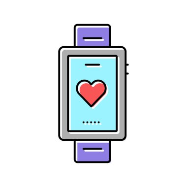 kalp ritmi saat renk ikonu vektör illüstrasyonu