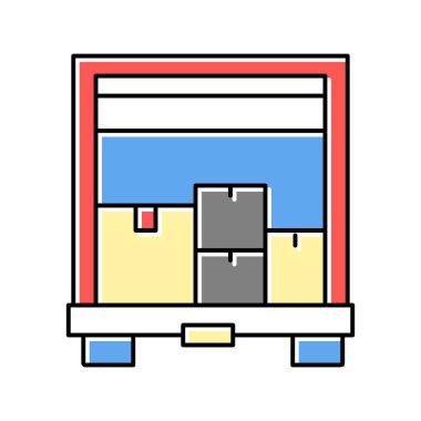 kamyon renk vektör illüstrasyonunda kutular yükleniyor