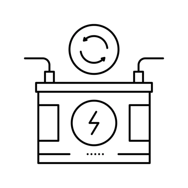 Batería línea de ahorro de energía icono vector ilustración — Vector de stock