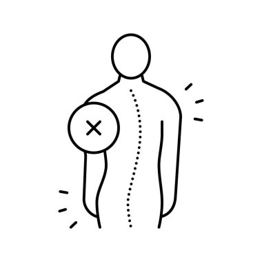 idiyopatik skolyoz çizgi ikon vektör çizimi