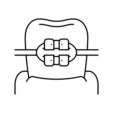 bağlama diş teli çizgi ikon vektör illüstrasyonuName