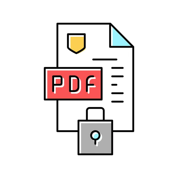 Vergrendeld en bescherming pdf-bestand kleur pictogram vector illustratie — Stockvector