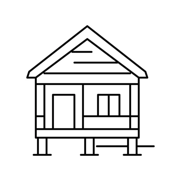 Bungalow hus linje ikon vektor illustration — Stock vektor