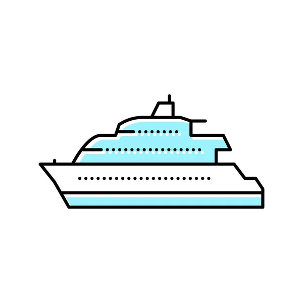 Yate de motor barco color icono vector ilustración — Vector de stock