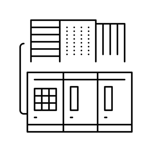 Illustration vectorielle d'icône de ligne de système de conditionnement commercial ou industriel — Image vectorielle