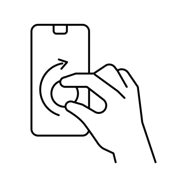 Draaien digitale knop op smartphone scherm pictogram vector illustratie — Stockvector