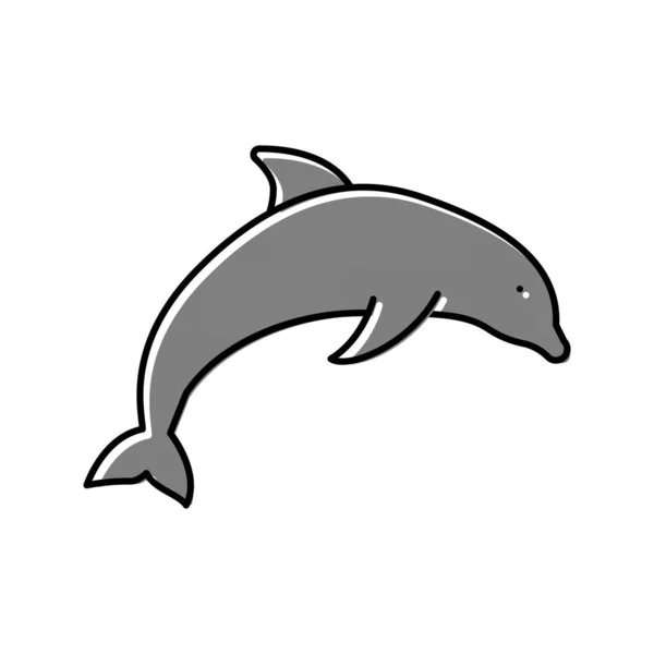 海豚海洋颜色图标矢量插图 — 图库矢量图片