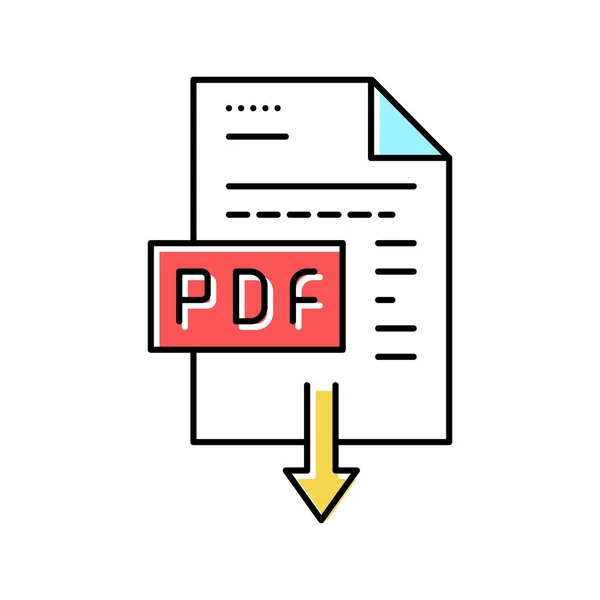 Pdf-Datei herunterladen Farb-Symbol-Vektorillustration — Stockvektor