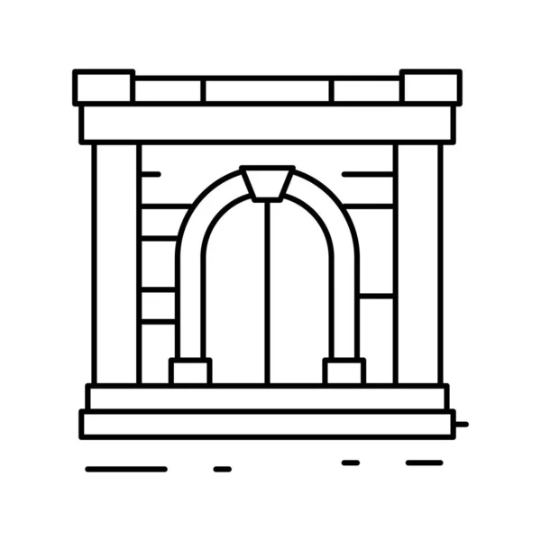Starověká brána řádek ikona vektor ilustrace — Stockový vektor