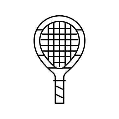 Genç tenis raketi çizgisi ikon vektör illüstrasyonu
