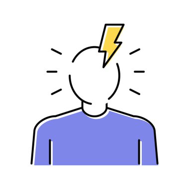 baş ağrısı hastalığı semptomu renk ikonu vektör çizimi