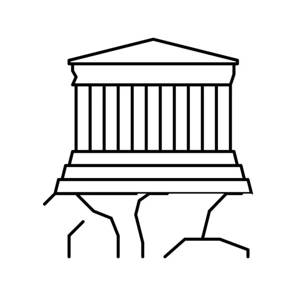 Acrópolis antigua arquitectura griega edificio línea icono vector ilustración — Vector de stock