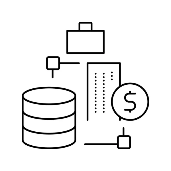 Negocio línea de procesamiento digital icono vector ilustración — Vector de stock