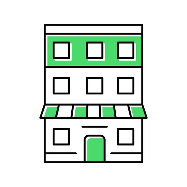 Haus mit Mehrfamilienhaus Farbe Symbol Vektor Illustration — Stockvektor