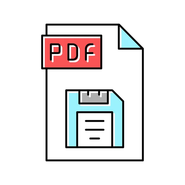 Enregistrer l'illustration vectorielle d'icône de couleur de fichier pdf — Image vectorielle