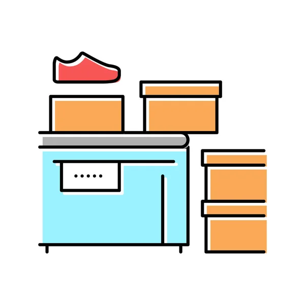 Zapatos embalaje transportador color icono vector ilustración — Vector de stock