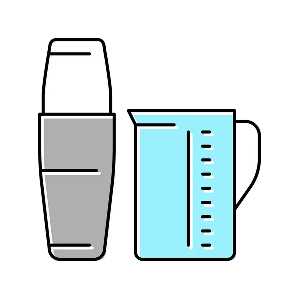 Messbecher und Mixer zur Herstellung von Kaffee-Cocktail-Farb-Symbol-Vektorillustration — Stockvektor