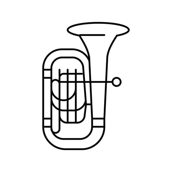 Tuba jazz muziek instrument lijn icoon vector illustratie — Stockvector