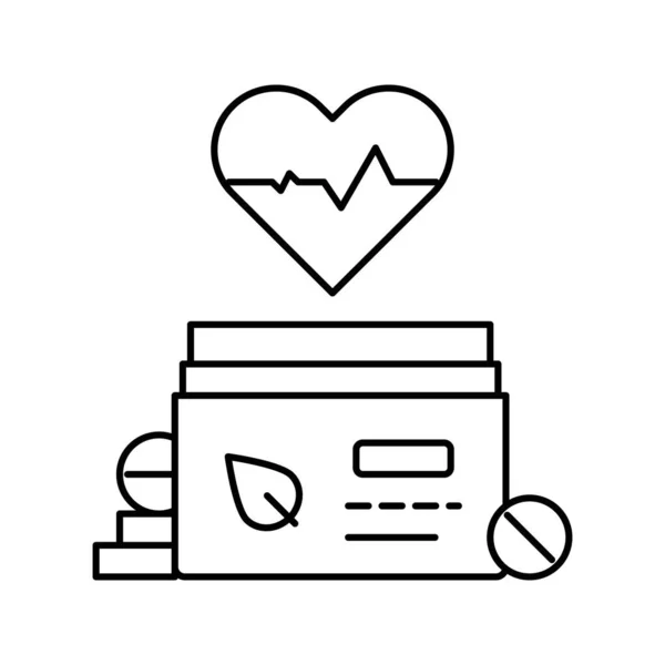 Traitement cardiaque homéopathie pilules ligne icône vectorielle illustration — Image vectorielle