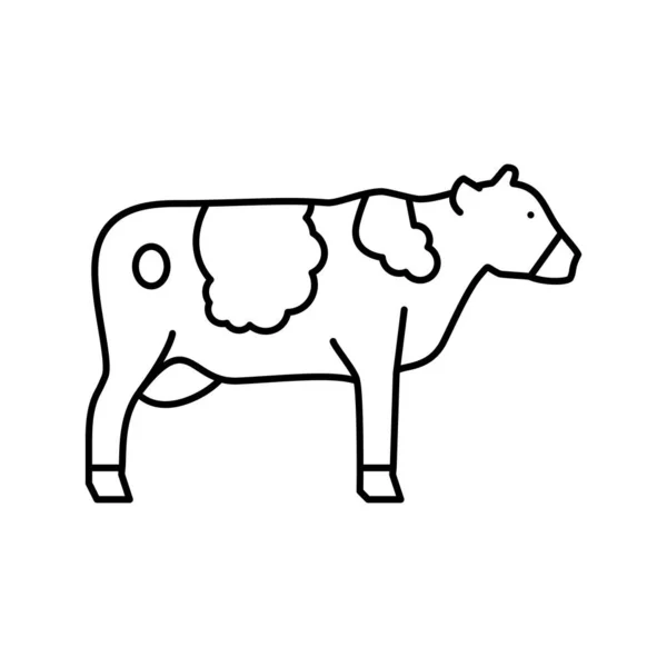 Vache animal domestique ligne icône vecteur illustration — Image vectorielle