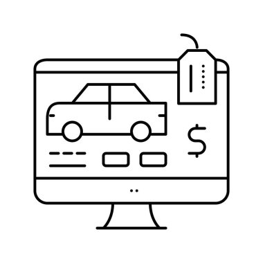 Otomobil çevrimiçi çizgi vektör illüstrasyonunu al