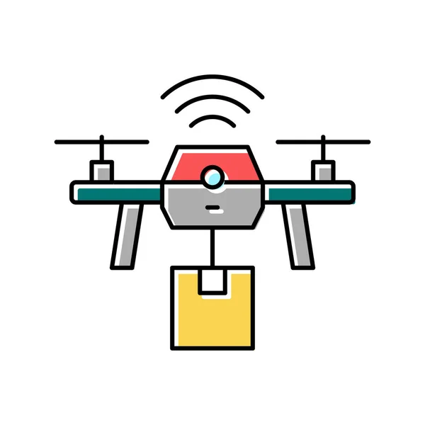 Drone entrega color icono vector ilustración — Vector de stock