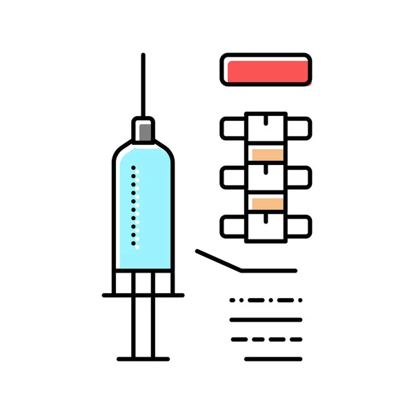 Injectie scoliose behandelen kleur pictogram vector illustratie — Stockvector