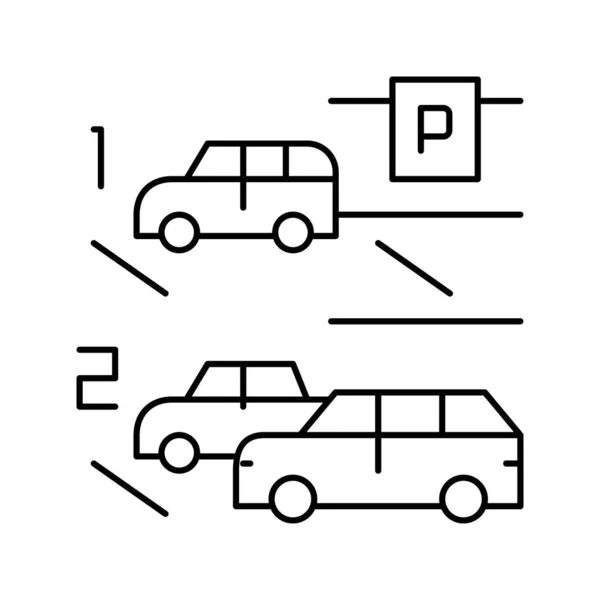 Πολυεπίπεδη εικονογράφηση διάνυσμα γραμμής στάθμευσης αυτοκινήτων — Διανυσματικό Αρχείο