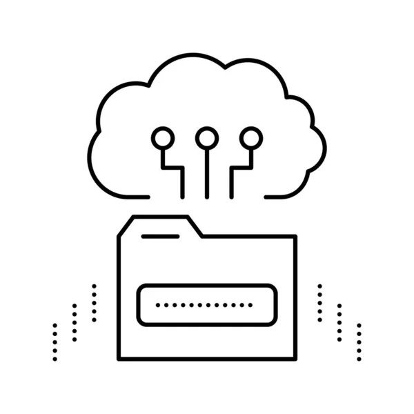 Illustrazione vettoriale dell'icona della linea di istruzione della libreria cloud storage — Vettoriale Stock