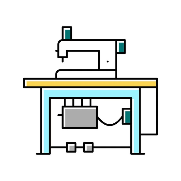 Nähmaschine Textil Arbeitsplatz Farbe Symbol Vektor Illustration — Stockvektor