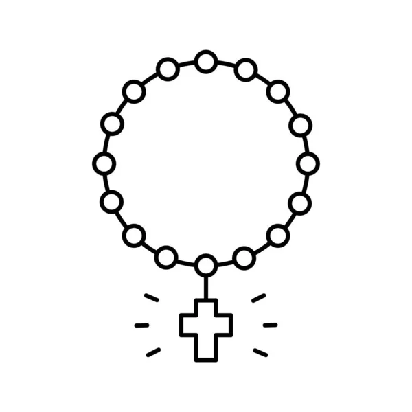 Croix christianisme ligne icône vectoriel illustration — Image vectorielle