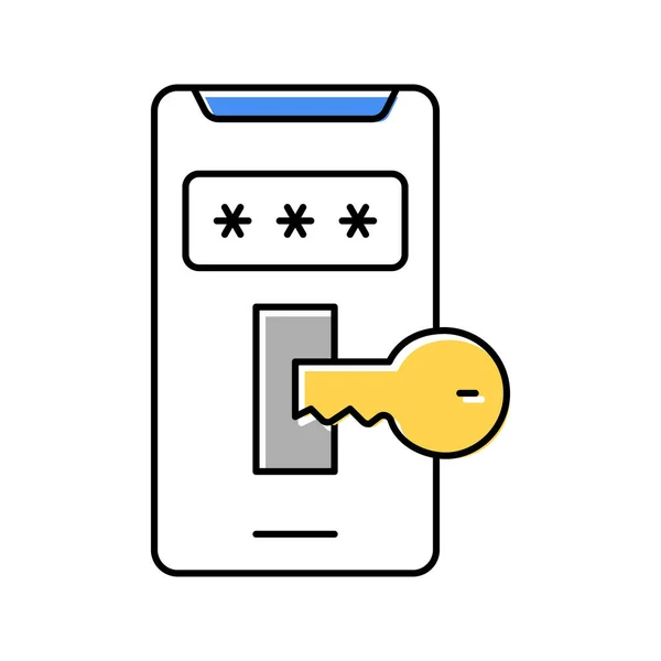 Telefono chiave password colore icona vettoriale illustrazione — Vettoriale Stock