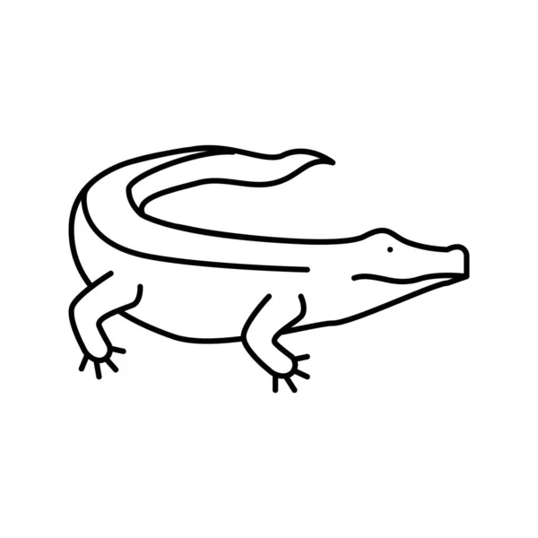 Alligator sauvage reptile ligne icône vectoriel illustration — Image vectorielle