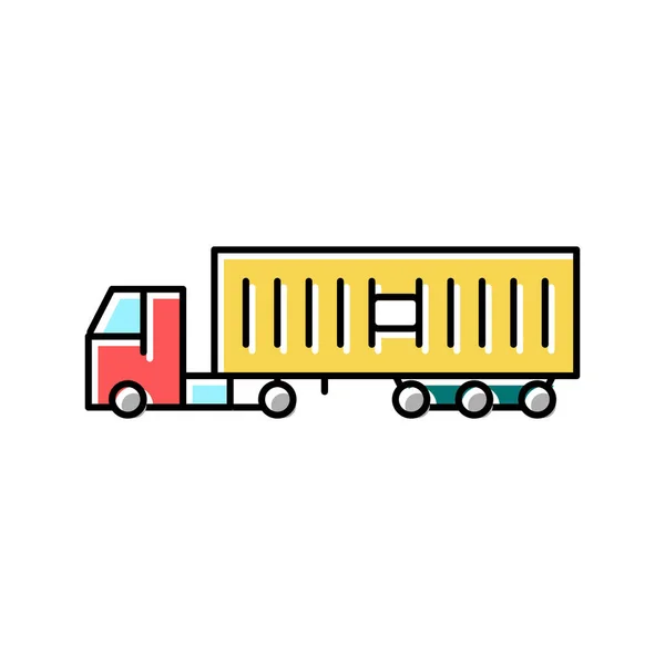 Ondergrond asfalt vrachtwagen levering dienst kleur pictogram vector illustratie — Stockvector