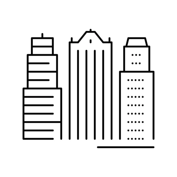 超高層ビルビジネスセンタービルラインアイコンベクトルイラスト — ストックベクタ