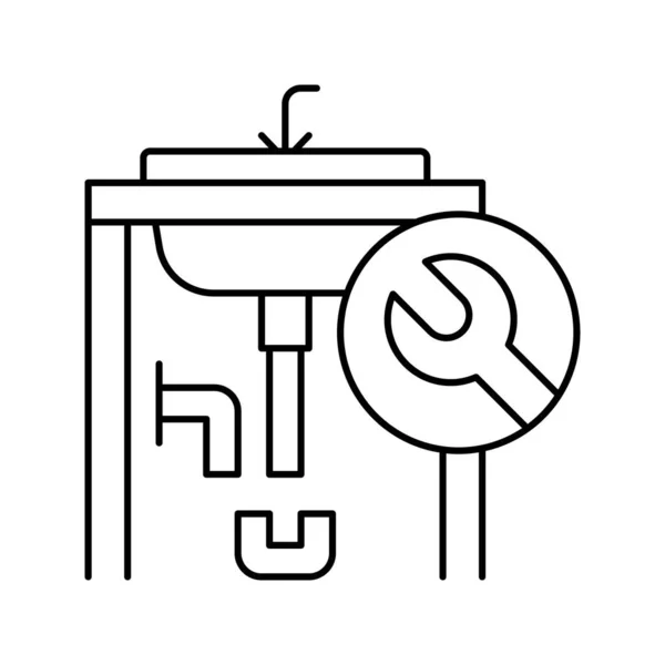 Fregadero línea de reparación icono vector ilustración — Archivo Imágenes Vectoriales