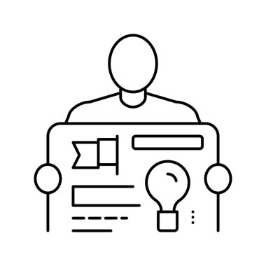 kurucu başlangıç fikri iş adamı çizgisi ikon vektör çizimi