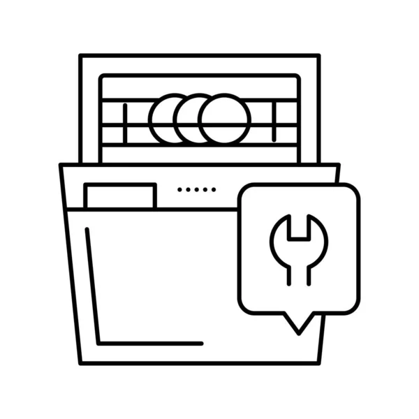 Lavavajillas línea de reparación icono vector ilustración — Vector de stock